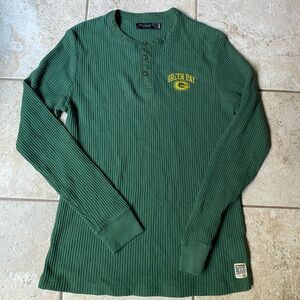 Men’s Green Bay Packer’s Thermal Henley, Great Condition, Large
